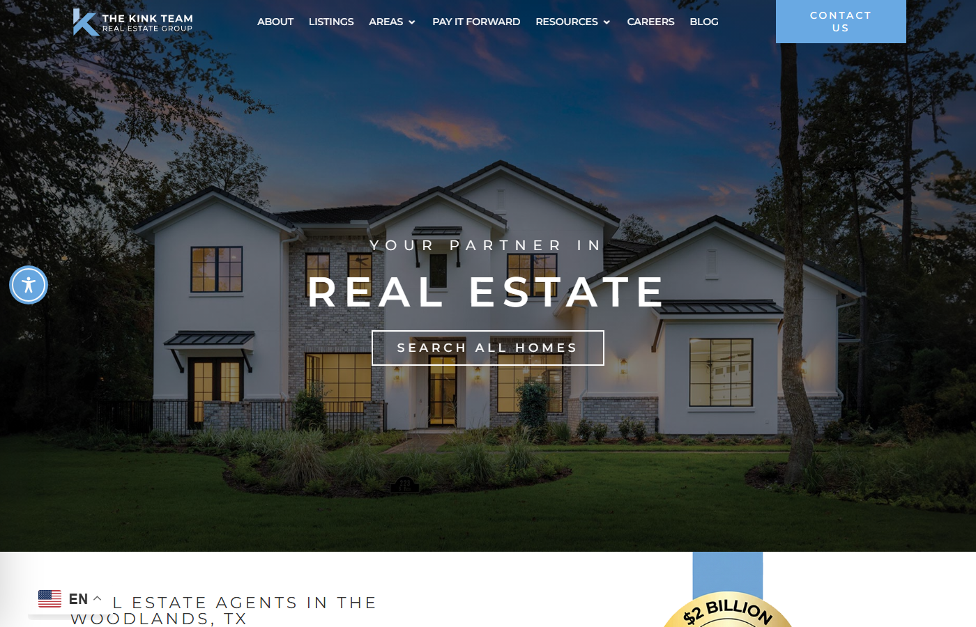 Live homepage screenshot of The Kink Team in The Woodlands, TX