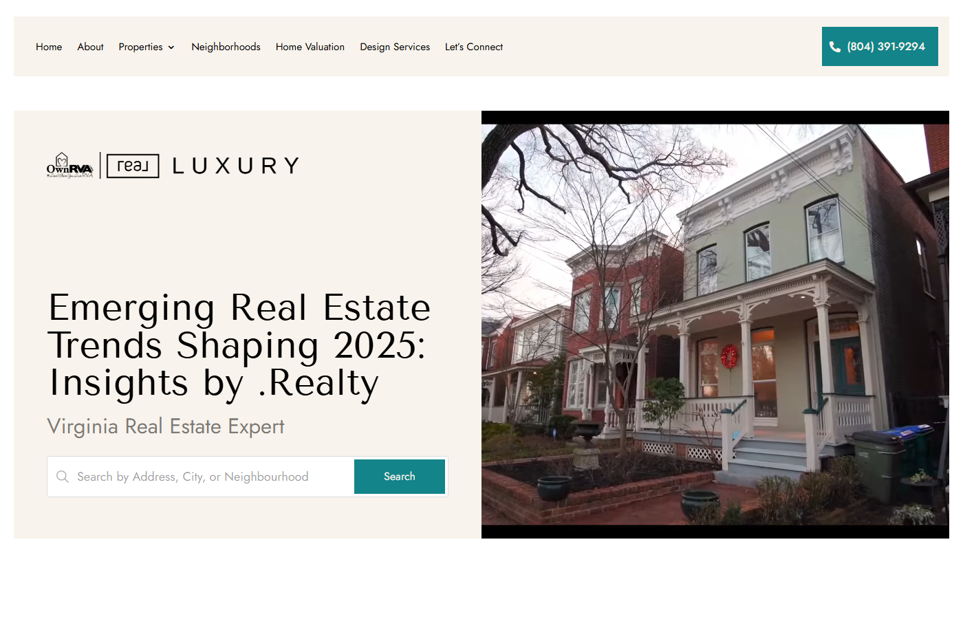 Live homepage screenshot of OwnRVA in Richmond, VA