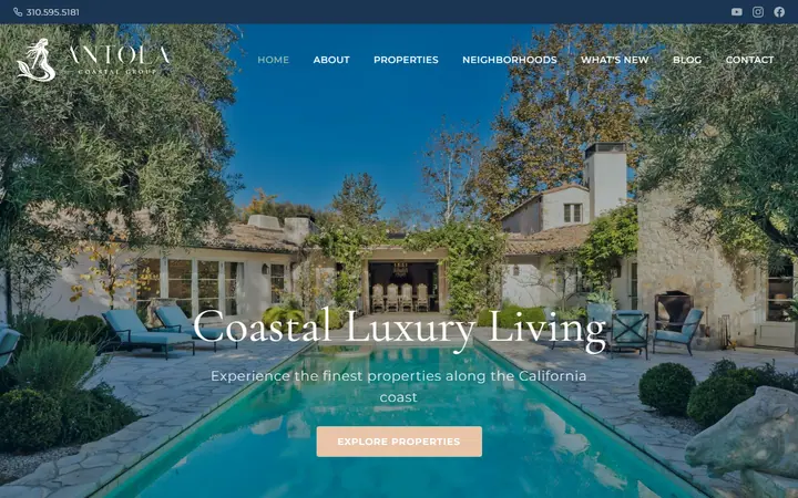 Live custom homepage for Antola Coastal Group