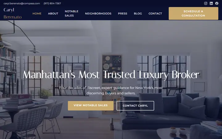 Live custom homepage for Caryl Berenato