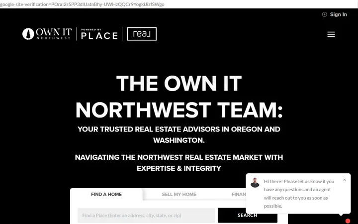 Live custom homepage for Own It Northwest