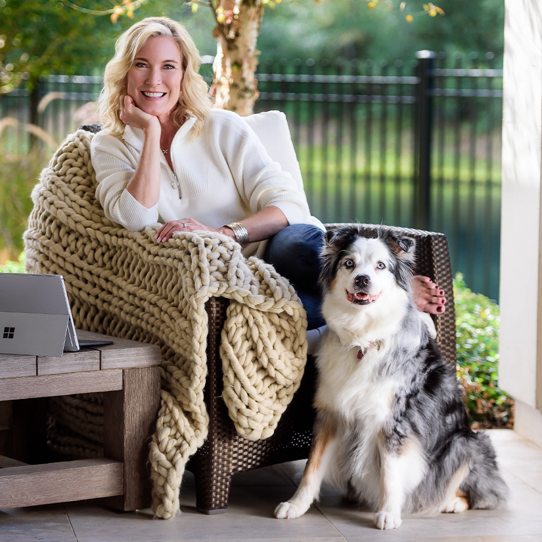 Diane Kink at home with her dog.